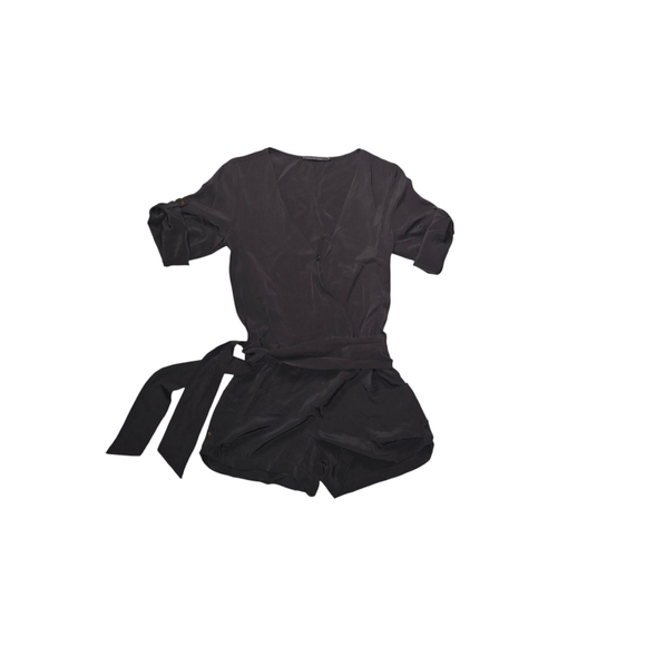 Women's Jennifer Hope Dark Gray Jumpsuit Size XS Silk Romper Woth Belt - Picture 1 of 6